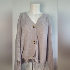 JOLIE&JOY size L - cropped distressed cardigan/sweater -button down